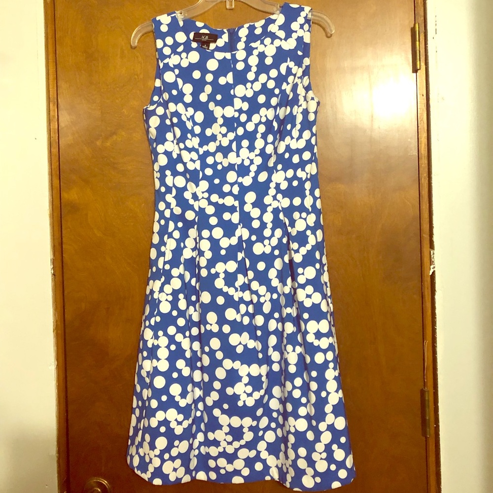 Blue and White Polka Dot Dress